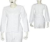 Lady Shirts Cotton Long Sleeve Top Blouse Chikan Embroidery Size XS