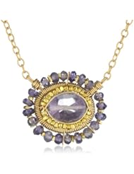 Dana Kellin Beautiful Mystic Blue Quartz Surrounded by Gold and Blue Accents Necklace