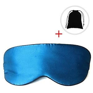 BOGZON Natural Mulberry Silk Sleep Mask, Reversible Sleep Silk Blinder, Eyeshade for Travel, Relaxing, Flight, Shift Workers and Fast Asleep, Blue Color