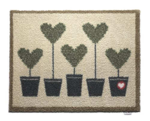 Machine washable doormat dirt trapper absorber door mat topiary trees (10) 85 x 65cm with a FREE RIB MAT