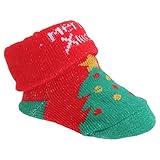赤ちゃん・ベビー用 クリスマス ブーティーソックス ベビーソックス 赤ちゃん靴下 (1足組) (0-6ヶ月) (クリスマスツリー)