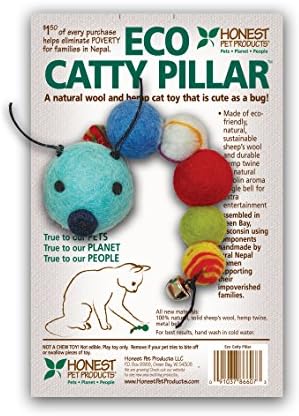 Eco-Catty Pillar - Handmade Natural Wool Cat Toy - Soft, Durable, and Rattling - Eco-Friendly Natural Cat Toys, No Catnip - Perfect Wool Cat Toys for Kittens