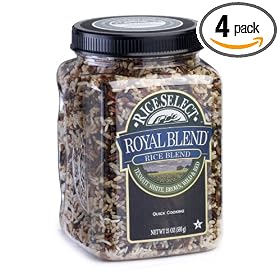 RiceSelect Royal Blend, Texmati White, Brown, Wild, & Red Rice, 21-Ounce Jars (Pack of 4)