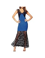 V-neck Polyester/Spandex Lace Open-Back Mermaid Evening Dress/Maxi Dress 