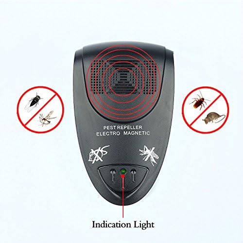 Ultrasonic Pest Repeller Electronic Way to Control Pests, Non-toxic &amp; Eco-Friendly Device. Repels Rats, Mice, Roaches, Flies, Spiders, Other Insects. Home Pest Control, Repel - No Messy Cleanup, Black