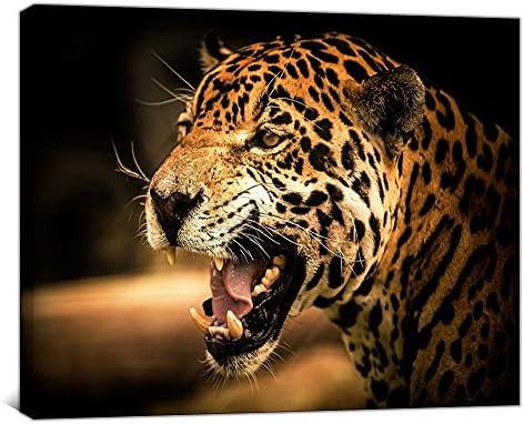 Global Artwork- Posters and Prints Animal Leopard Paintings Picture Printed Wall Art on Canvas for Living Room Home Decor or Hotel Stretched Wooden Framed Ready to Hang (16 x 20 inches)