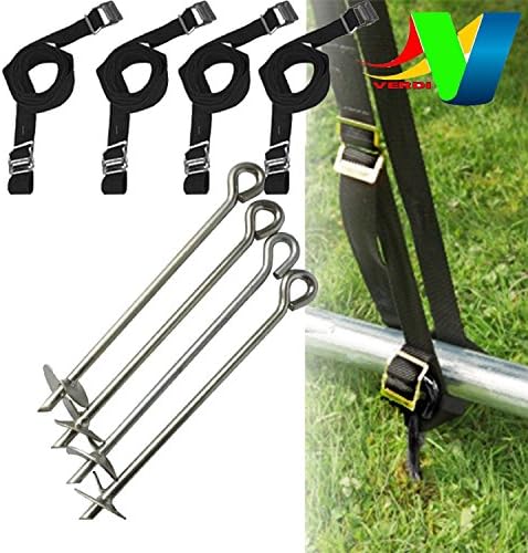 Trampoline Ground Anchor Kit - Trampoline Tie Down Kit to Secure Outdoor Trampolines Swings and Garden Playhouses