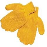 Memphis 9675 Honey Grip Yellow/Orange Cotton/Polyester String Knit Gloves with Clear PVC Grip in Distinctive Honeycomb Pattern, Size Xlarge Sold by the Dozen Pairs