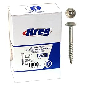 Kreg SML-F125-1000 1-1/4-Inch #7 Fine Pocket Hole Screws with Pan-Head, 1000-Pack