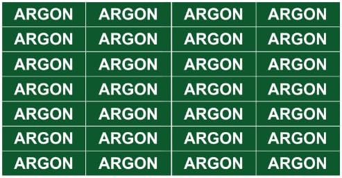 ARGON ____Gas Pipe Tubing Labels__ <PACKAGE OF 56 LABELS> 3/8" Height, 1 1/2" Width, White Print on Green Background, TEMPO GAS SYSTEMS High-visibility, Industry-standard Information and Safety Labels