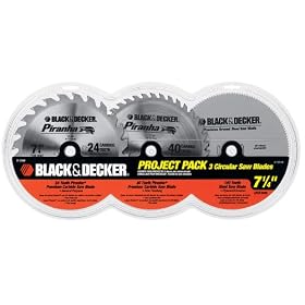 Black & Decker 77-778W 3 Blade Project Pack with 7-1/4-Inch 24 Tooth Combination Blade, 40 Tooth Combination Blade, and 40 Tooth Paneling and Plywood Blade