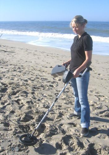 Adjustable Lightweight Cheap Metal Detector Set Kit- Bounty Hunters Dream Unit- Outdoor Beach Campground Includes Sand Scoop Meter Lights Carrying Case- One Touch Auto-Tune Gold, Silver, Jewelry More
