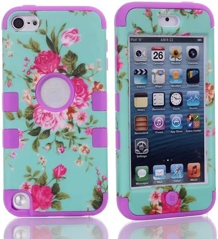 For iPod Touch 5,cute ipod touch 5 cases,Touch iPod 5 case,Flipcase Touch 5 cases,Case for Touch 5 Case 3in1 Beautiful Flowers Picture Hybrid Cover Case Suitable Fit For iPod Touch 5th Generation,ipod 5 touch cases for girls