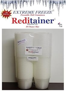 Extreme Freeze Reditainer 16 oz. Freezeable Deli Food Containers w/ Lids - Pack of 36
