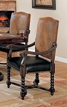 Set of 2 European Style Nail Head Trim Game/Dining Arm Chair