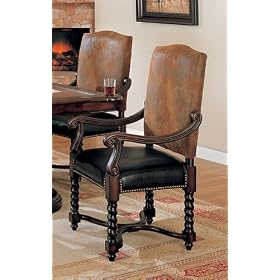 Set of 2 European Style Nail Head Trim Game Dining Arm Chair by AtHomeMart