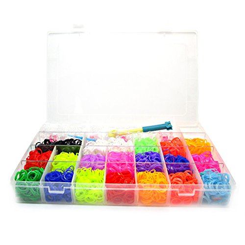 Loom Band Kits - 19 Bright Colors - Loom Band Starter Kit with Case