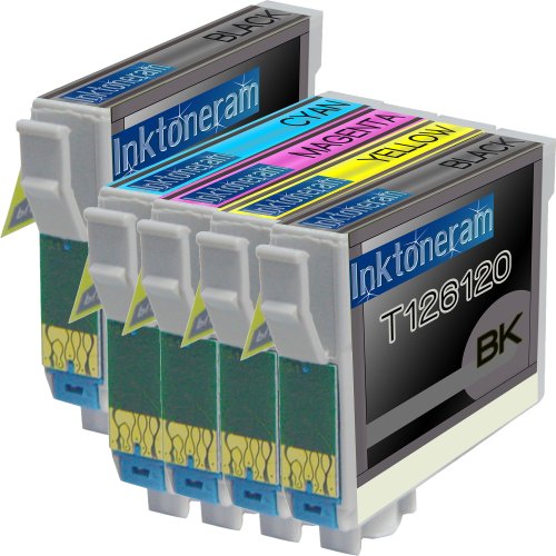 1 Pack + 1 Black of Total 5 Remanufactured Epson 126 (High Capacity) Ink Cartridges Epson 126 T126120 T126220 T126320 T126420 for Epson 126 Black Cyan Magenta Yellow Set
