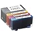 Compatible Set of 4 Replacement Inkjet Cartridges for Hewlett Packard (HP) 920XL: 1 Black CD975AN, Cyan CD972AN, Magenta CD973AN, and Yellow CD974AN - Shows Accurate Ink Levels