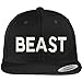 Trendy Apparel Shop Beast Embroidered Flat Bill Snapback Baseball Cap - Black