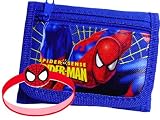 Spider Man Kids Wallet Blue and Wristband