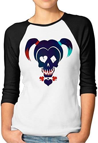 Hotgirl4 Women Suicide Squad Harley Quinn Raglan 3/4 Sleeve T-Shirt Color Black Size M