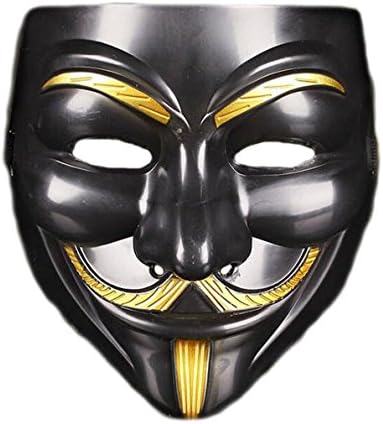 Half Face Full Face Mask Male V Word Vendetta Masquerade Ball Decorative Props (Black)