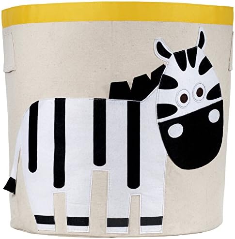 Large Storage Bin Toy Bucket Laundry Bag Kid's Room Organizer (Zebra)