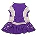 Blueberry Pet Orchid & Grey Bow Cotton Dog Dress, Back Length 16