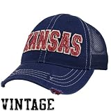 Kansas Jayhawks Hats : Zephyr Kansas Jayhawks Navy Blue Ventura Adjustable Vintage Hat