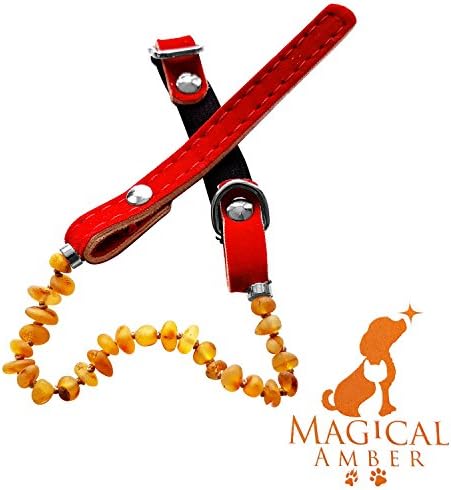 Luxury Magical Amber Flea,Tick and Pain Relief Collar For Pets / 100% Prevention - 100% Effective - No Sharp Edges, Safe, Soft, Elastic RedVelvet Collar for Cats and Small Dogs.