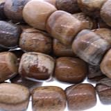Wood Jasper : Drum-Plain - 14mm Height, 12mm Width, Sold by: 16 Inch Strand with Angel Mountain Beads Heart Charm (.625 x .570 inches)
