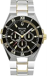Men's Two Tone Marine Star Black Dial Dive Watch