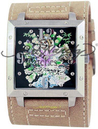 Ed Hardy Warrior Brown Cuff Kamikaze Dial Men's Watch #WAJP
