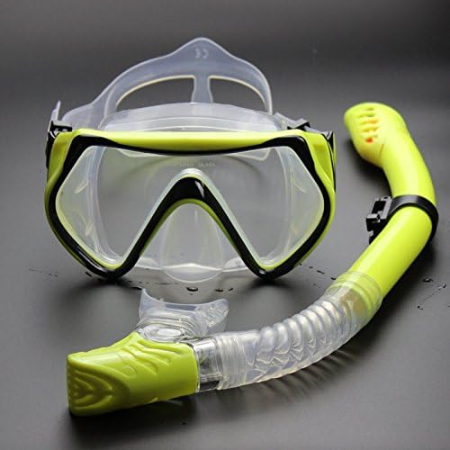 Mask and Snorkel Set, OBOSOE Anti-Fog Scuba Diving Mask for Adults, Kids - Yellow