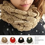 スヌード マフラー ニット編みボリューム / もこもこ編み ニット 4color Fサイズ (ブラック)