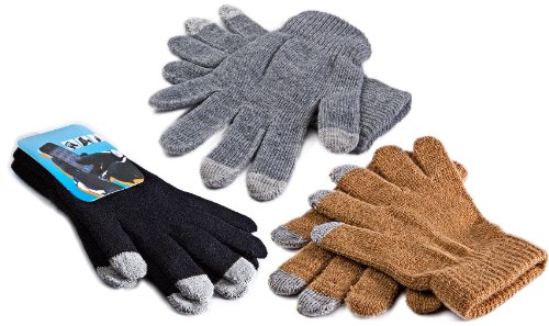 3 Color Family Pack, Phone Smart Touch Screen Texting Gloves, 3 Pair (One size fits all) Grey Black and Taupe Keeps Your Hands Warm While Operating a Touch Screen Device