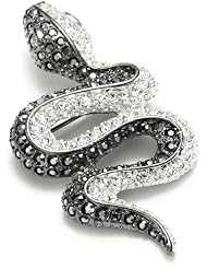 Kenneth Jay Lane Gunmetal, Crystal, Argent Snake Pin