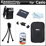 Essential Accessories Kit For Casio Exilim EX-ZS15 Digital Camera Includes USB 2.0 High Speed Card Reader + Extended Replacement (1800 maH) NP-120 Battery + AC/DC Travel Charger + Deluxe Carrying Case + LCD Screen Protectors + More