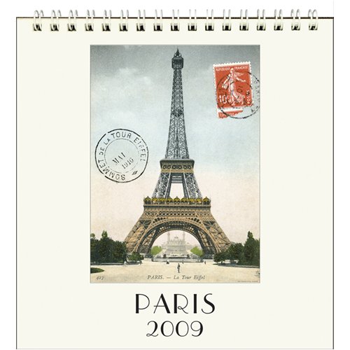 Paris Cavallini 2009 Vintage Prints easel desk calendar 6 by 6.5 inches Cream Laid paper finish