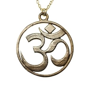 Om Peace Bronze Pendant Necklace on Rolo Chain