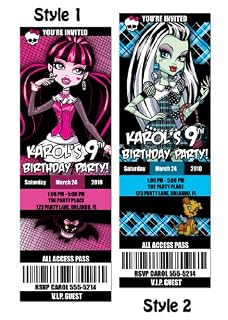 Custom Monster High Birthday Party Photo Invitation Tickets - You Print