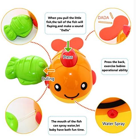 YIXIN Baby Bathtime Fun Spillers Stacking Cups with Floating Squirt Fish Wind-up Toys Water Pocket Toys Sets for Baby Bathroom Early Learning