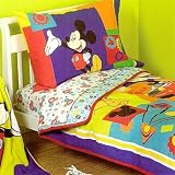 Mickey Mouse Bedding Set - Disney 4pc Beep Toddler Comforter and Sheets
