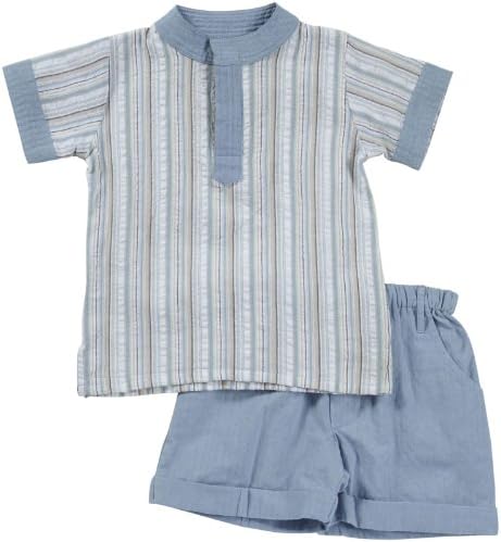 Masala Baby 2 Piece Tabla Tunic Set (Baby) - Stripe Aqua-12-18 Months