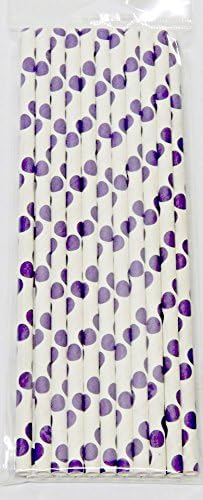 Sugar Diva Retro Dot Paper Drinking Straws - 40 Pack (Purple)
