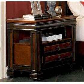 Nightstand with Carved Posts in Two-Tone Finish