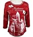 P-Michael Collegiate Fashion Top, 3/4 Sleeve, Scoop Neck, Vividly Printed in School C...