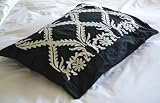Crewel Pillow Sham Art Deco White on Blackgrapes Cotton Duck 20x (20X26) Crewel Pillow Sham Art Deco White on Blackgrapes Cotton Duck 20x (20X26)