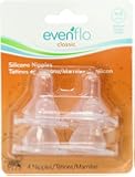 Evenflo 4 Pack Classic Silicone Nipple, Medium Flow (3-6 months)